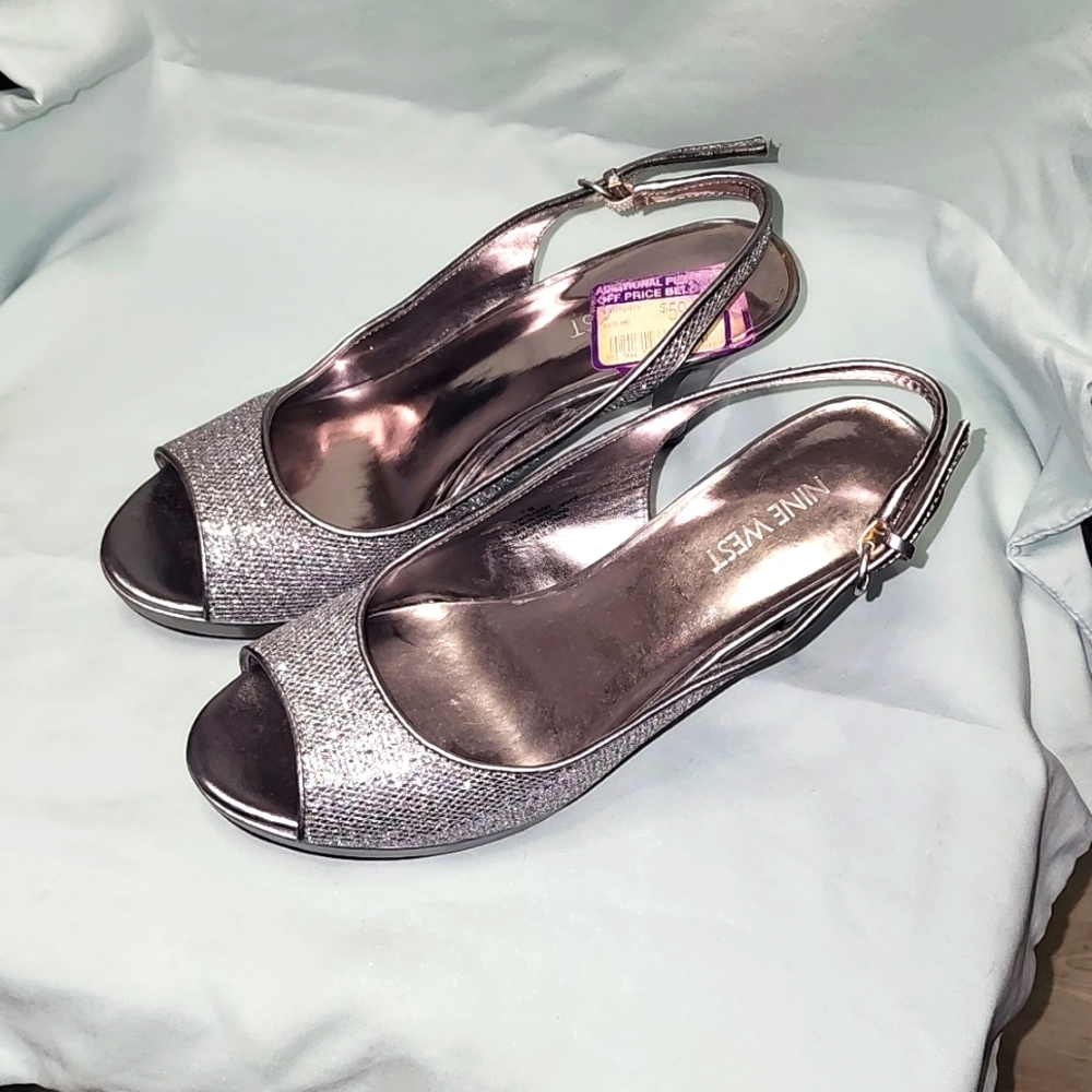 Nine West Silver Sparkle heels